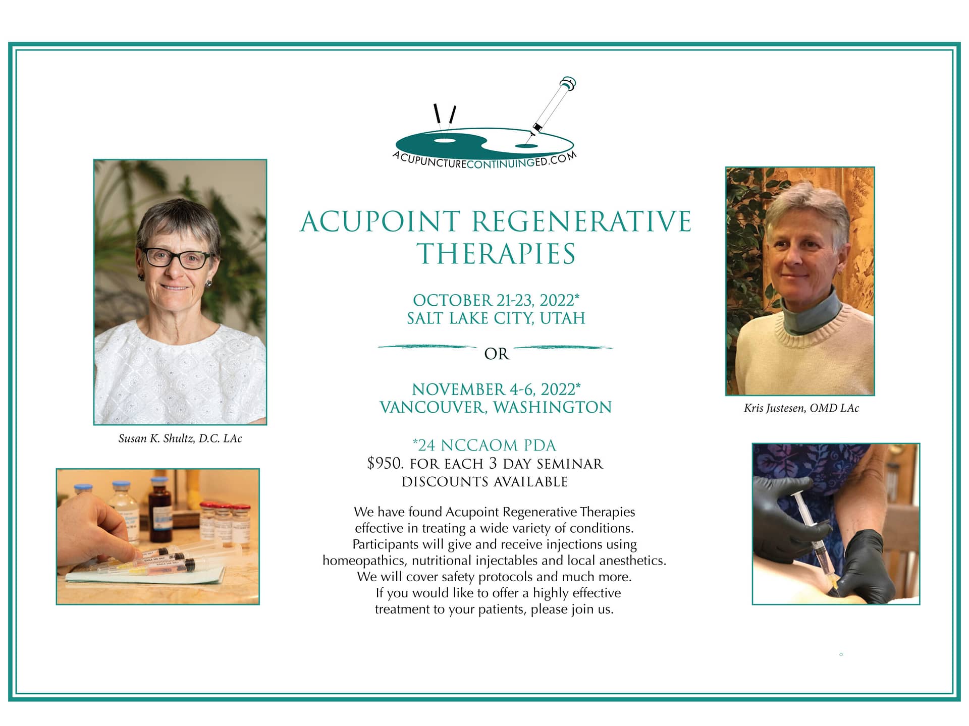 Continuing Ed: Acupoint Regenerative Therapies 3-Day Seminar